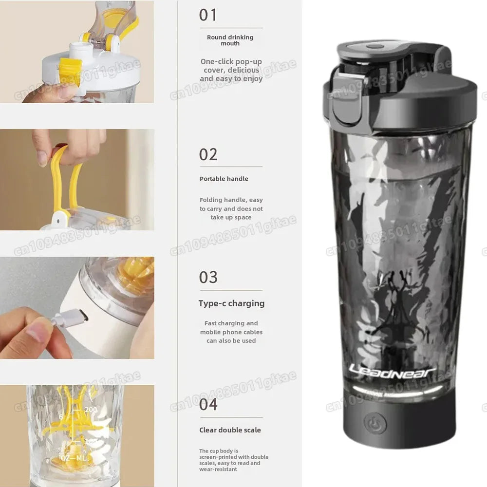 Shaker Électrique Portable 450-700 ml – Mélange Automatique pour Protéines et Fitness